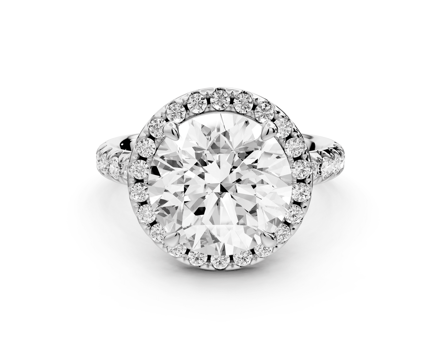 Eveline - 4ct 18k white gold round Halo Half Band Pavé Engagement Ring - Mr. Alex Jewelry