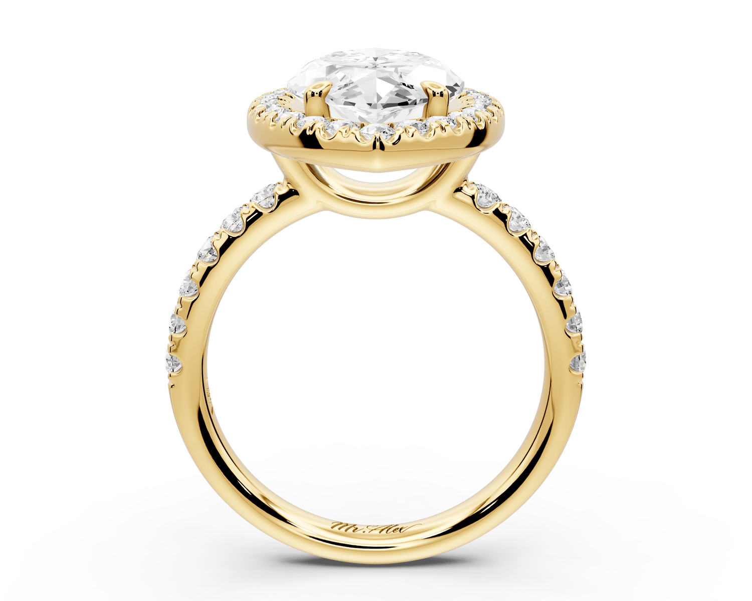 Eveline - 4ct 18k yellow gold marquise Halo Half Band Pavé Engagement Ring - Mr. Alex Jewelry