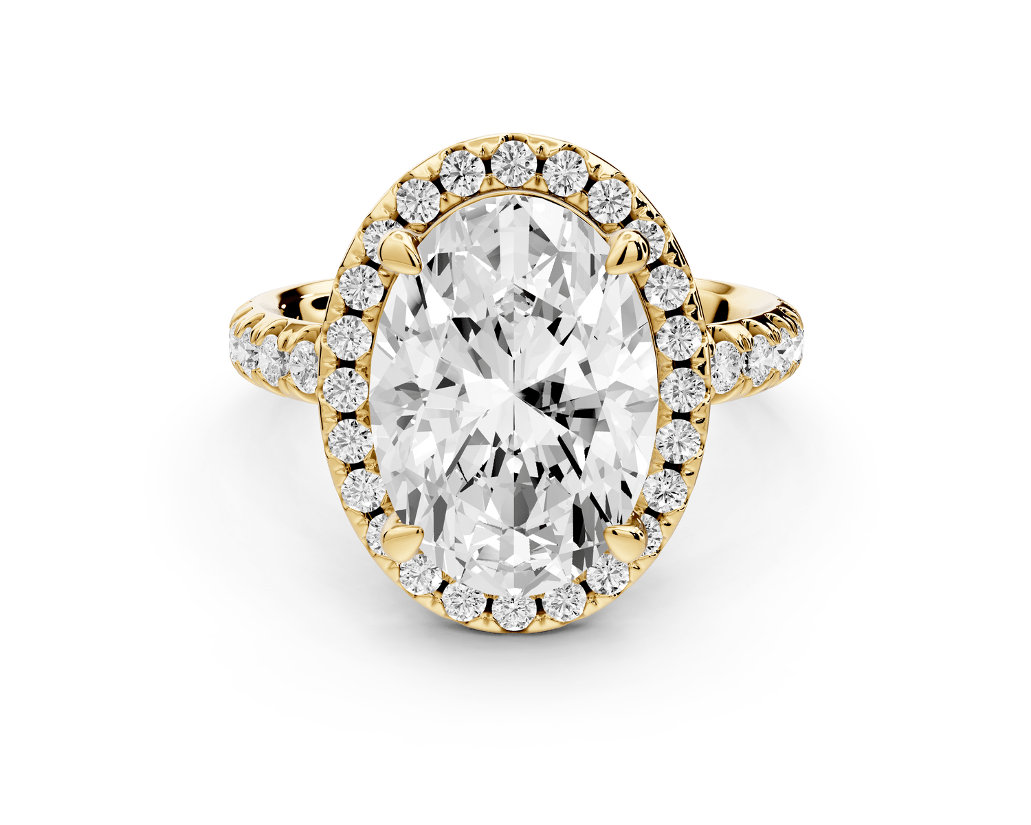Eveline - 4ct 18k yellow gold oval Halo Half Band Pavé Engagement Ring - Mr. Alex Jewelry
