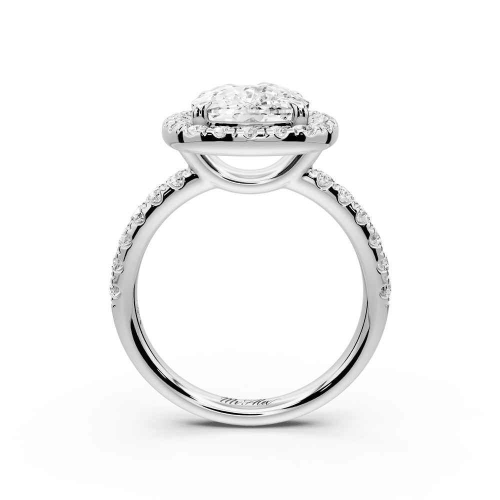 Eveline - 4ct platinum ecushion Halo Half Band Pavé Engagement Ring - Mr. Alex Jewelry
