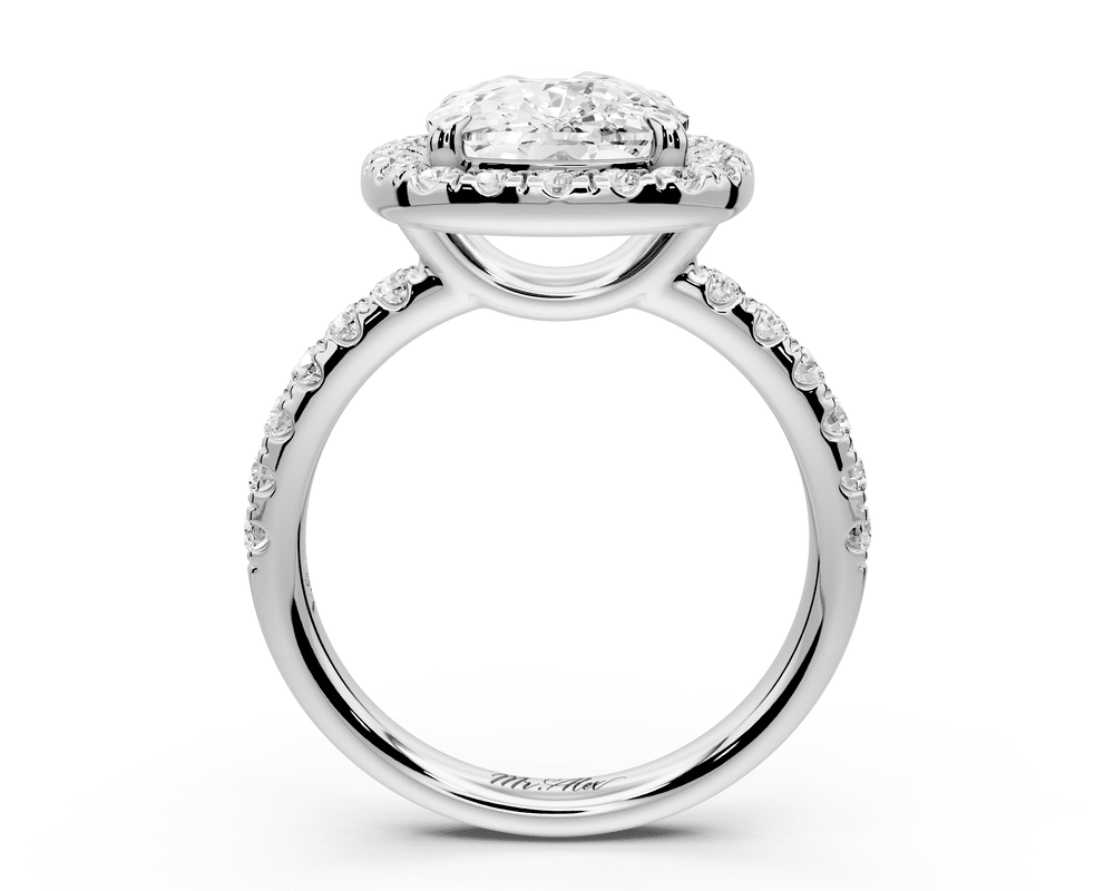 Eveline - 4ct platinum ecushion Halo Half Band Pavé Engagement Ring - Mr. Alex Jewelry