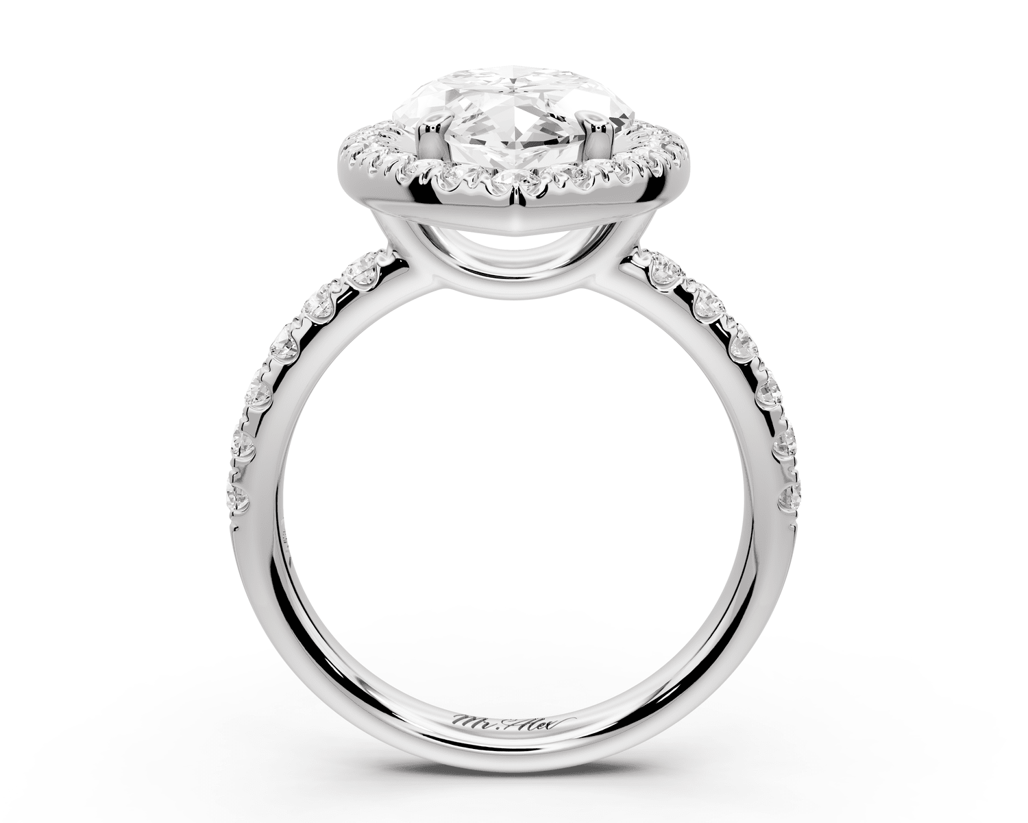 Eveline - 4ct platinum marquise Halo Half Band Pavé Engagement Ring - Mr. Alex Jewelry