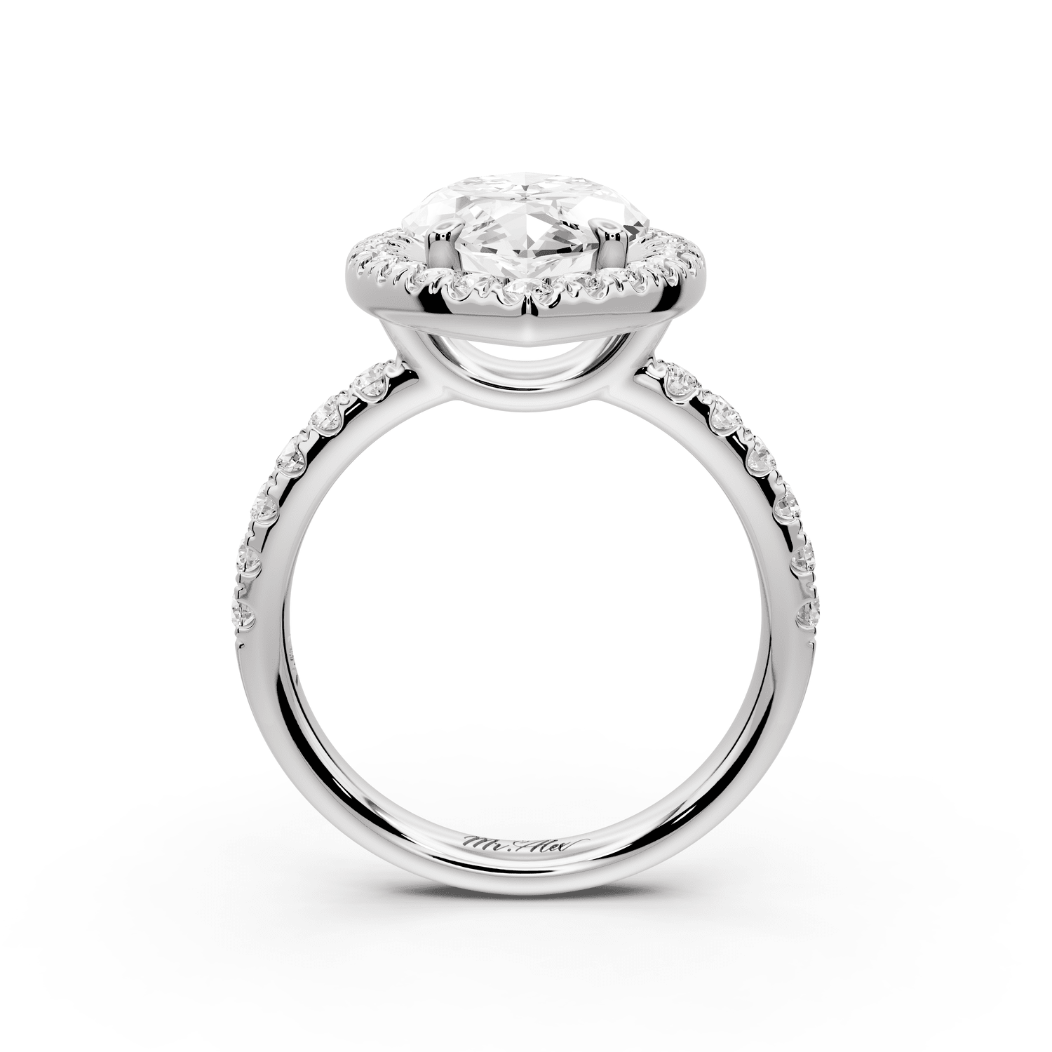 Eveline - 4ct platinum marquise Halo Half Band Pavé Engagement Ring - Mr. Alex Jewelry