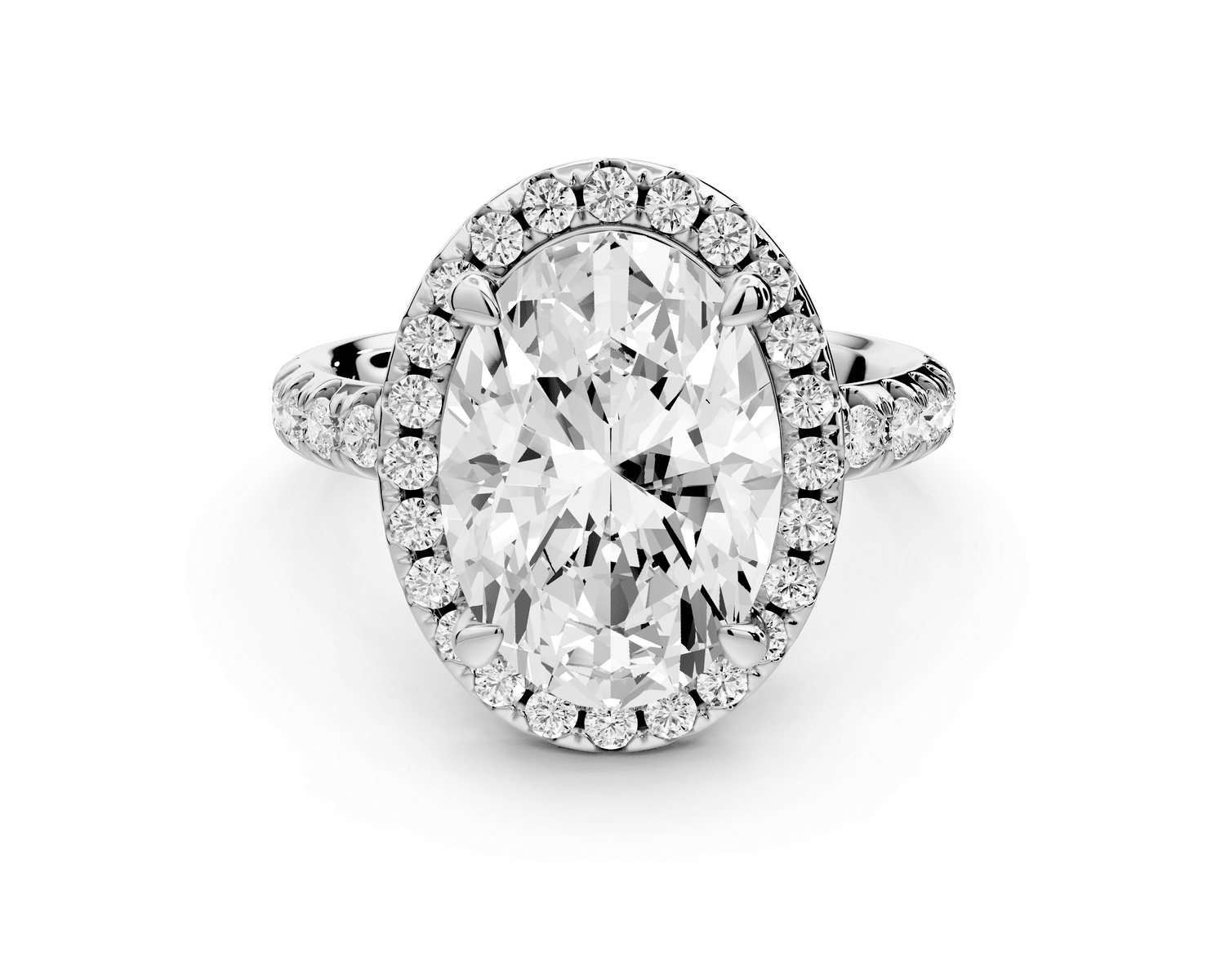Eveline - 4ct platinum oval Halo Half Band Pavé Engagement Ring - Mr. Alex Jewelry