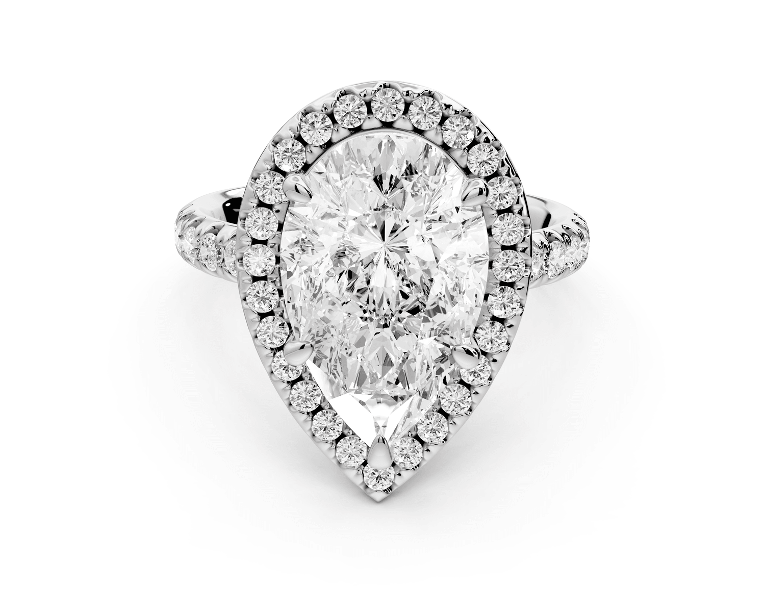 Eveline - 4ct platinum pear Halo Half Band Pavé Engagement Ring - Mr. Alex Jewelry