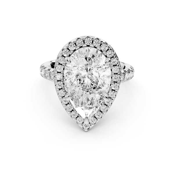 Eveline - 4ct platinum pear Halo Half Band Pavé Engagement Ring - Mr. Alex Jewelry