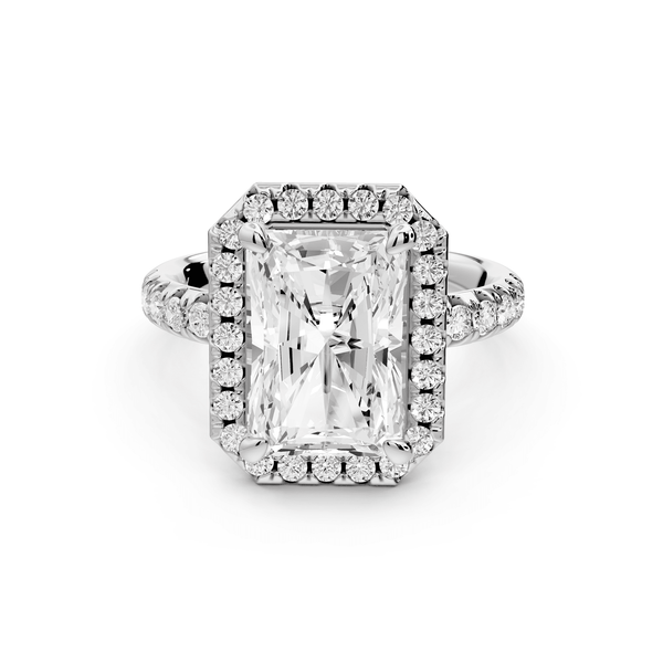 Eveline - 4ct platinum radiant Halo Half Band Pavé Engagement Ring - Mr. Alex Jewelry