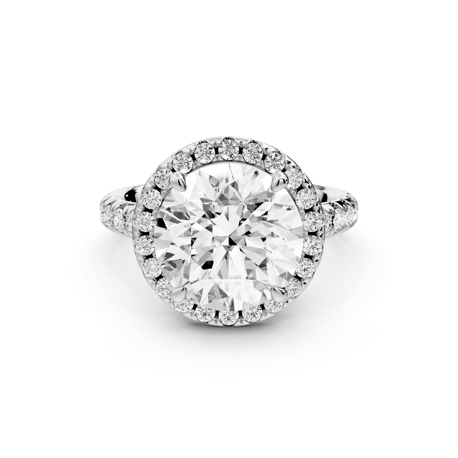 Eveline - 4ct platinum round Halo Half Band Pavé Engagement Ring - Mr. Alex Jewelry