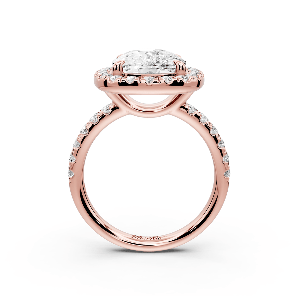 Eveline - 5ct 14k rose gold ecushion Halo Half Band Pavé Engagement Ring - Mr. Alex Jewelry