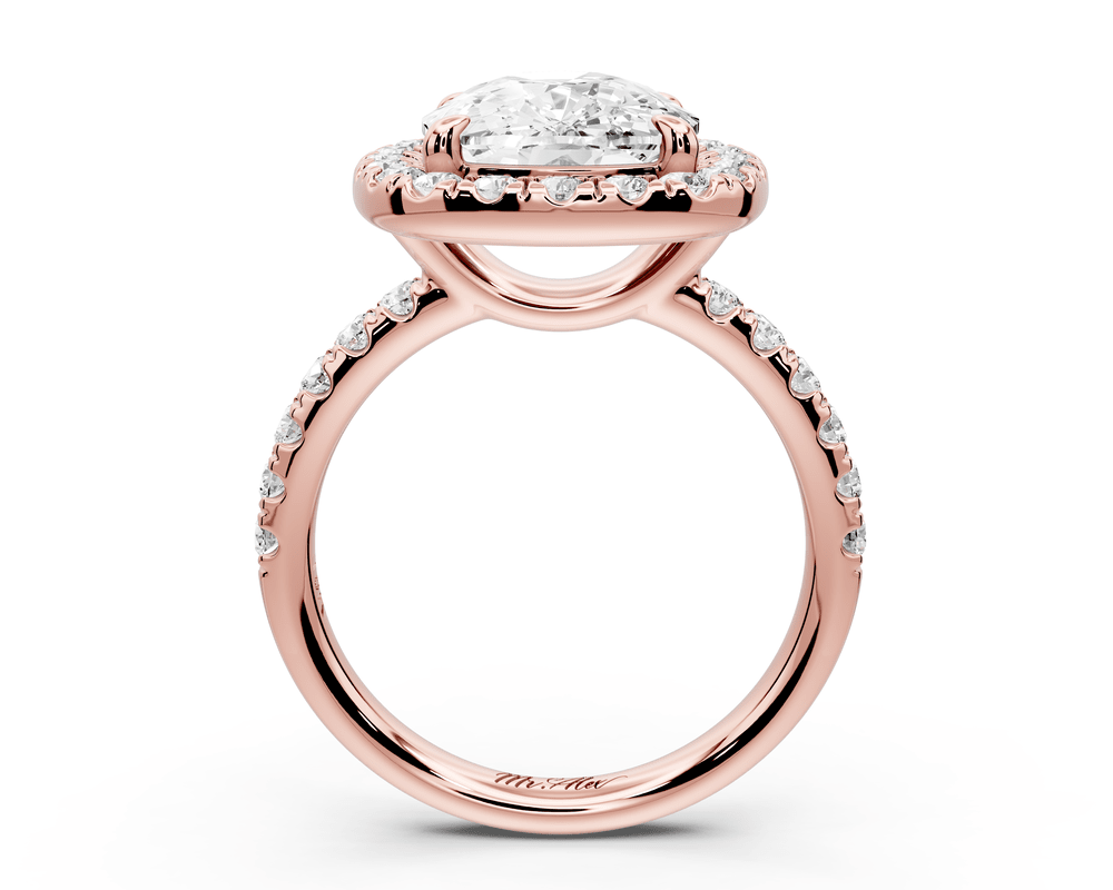 Eveline - 5ct 14k rose gold ecushion Halo Half Band Pavé Engagement Ring - Mr. Alex Jewelry