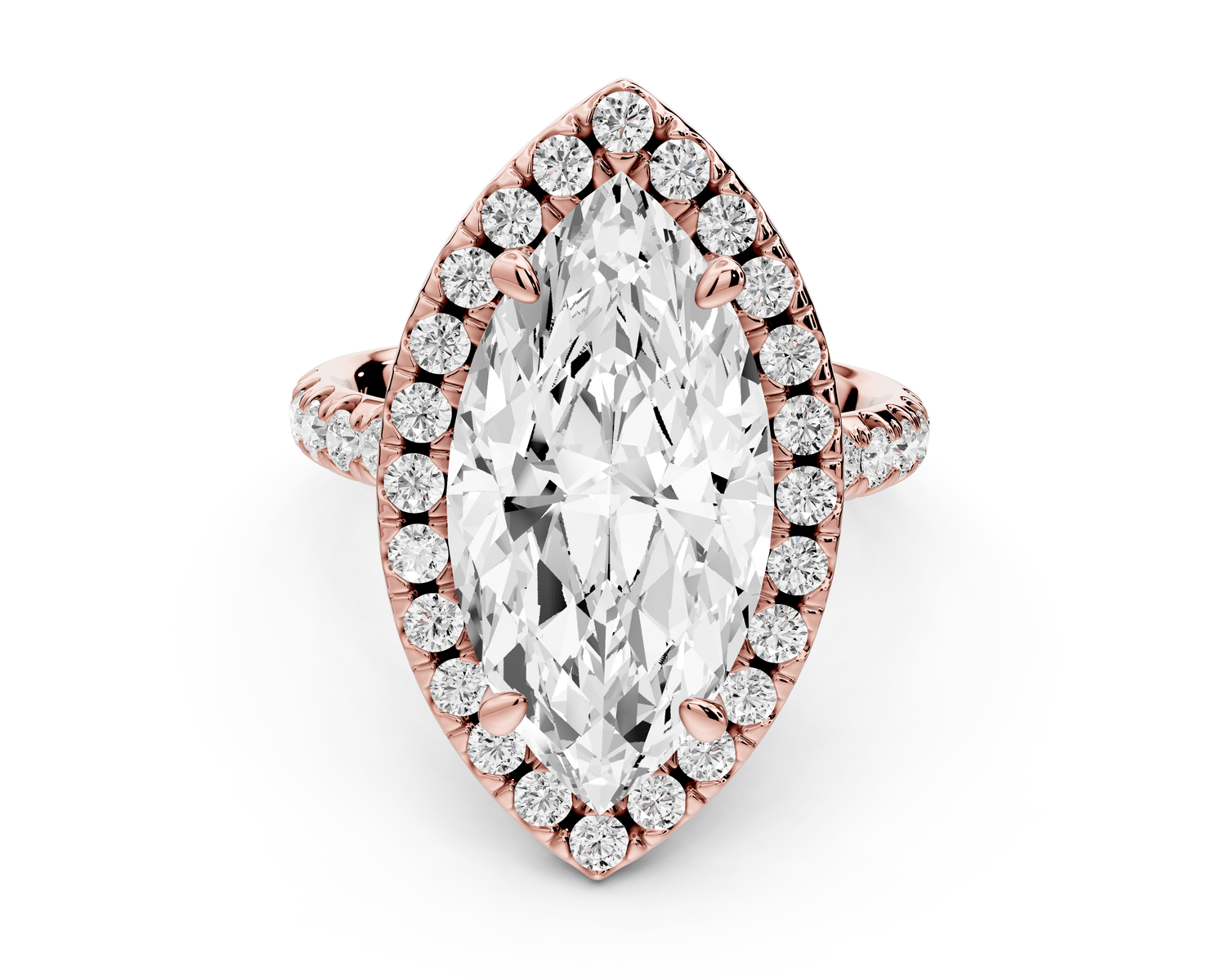 Eveline - 5ct 14k rose gold marquise Halo Half Band Pavé Engagement Ring - Mr. Alex Jewelry