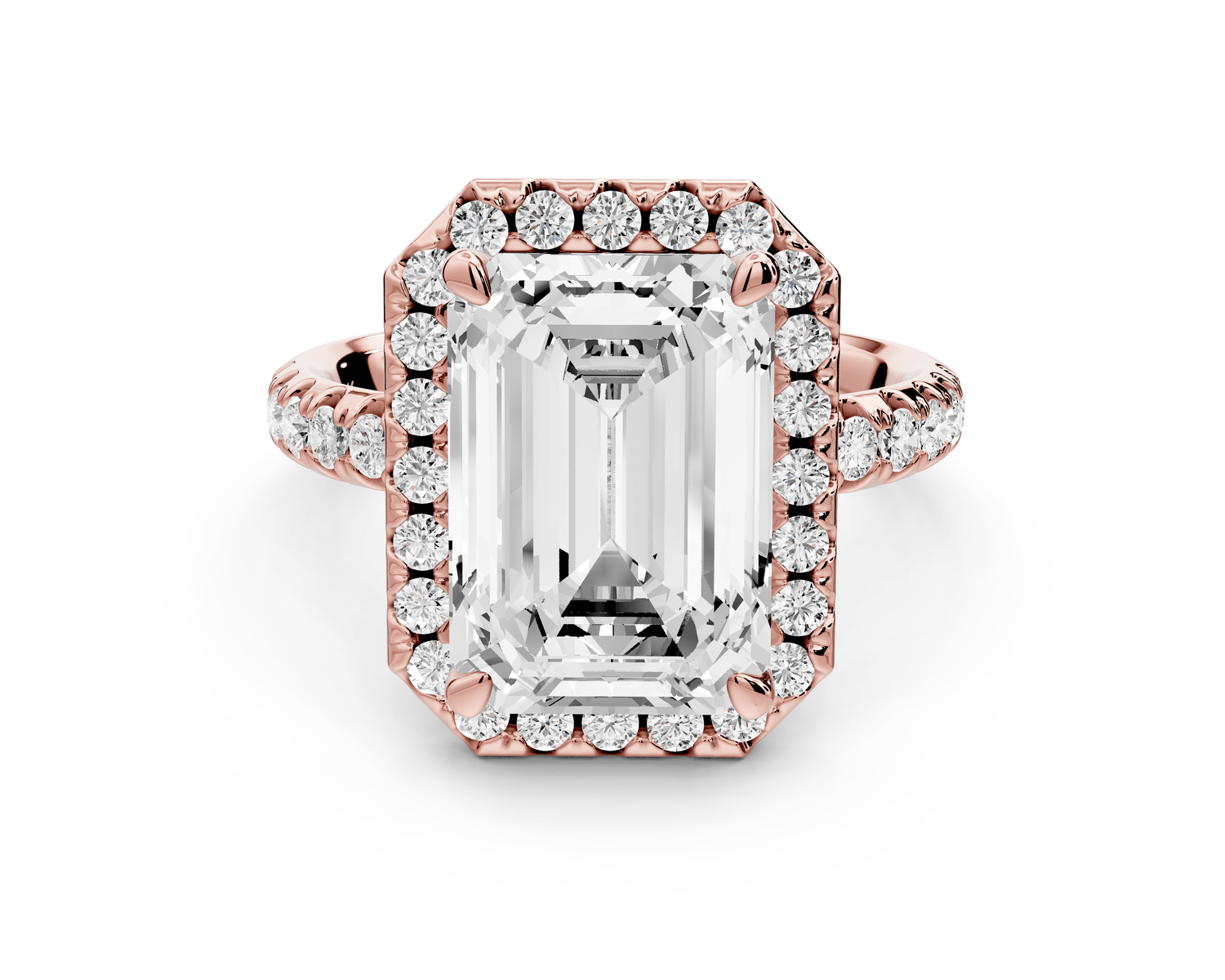 Eveline - 5ct 14k rose gold radiant Halo Half Band Pavé Engagement Ring - Mr. Alex Jewelry