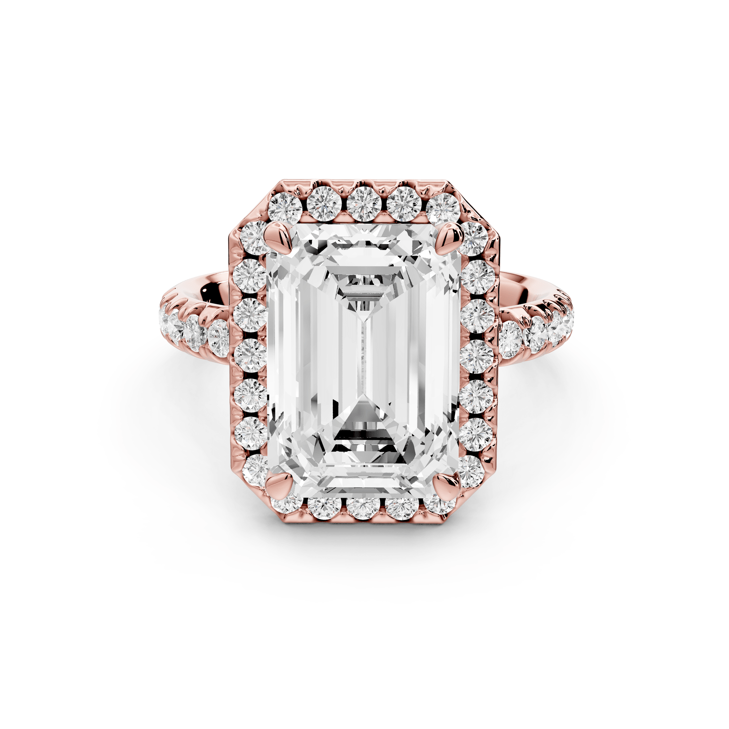 Eveline - 5ct 14k rose gold radiant Halo Half Band Pavé Engagement Ring - Mr. Alex Jewelry