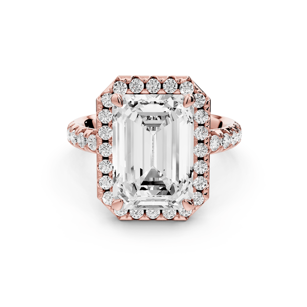 Eveline - 5ct 14k rose gold radiant Halo Half Band Pavé Engagement Ring - Mr. Alex Jewelry