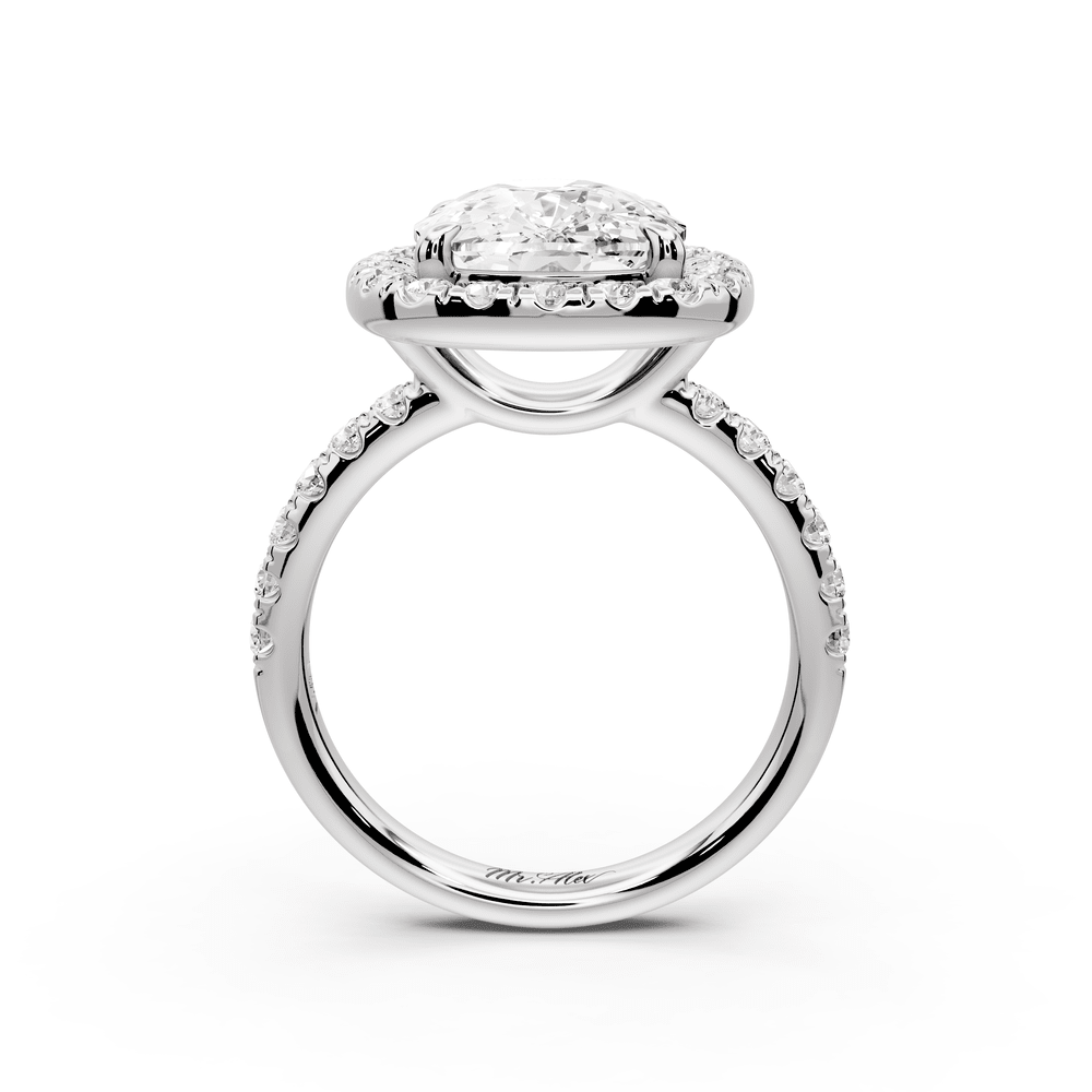 Eveline - 5ct 14k white gold ecushion Halo Half Band Pavé Engagement Ring - Mr. Alex Jewelry