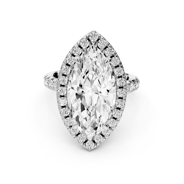 Eveline - 5ct 14k white gold marquise Halo Half Band Pavé Engagement Ring - Mr. Alex Jewelry