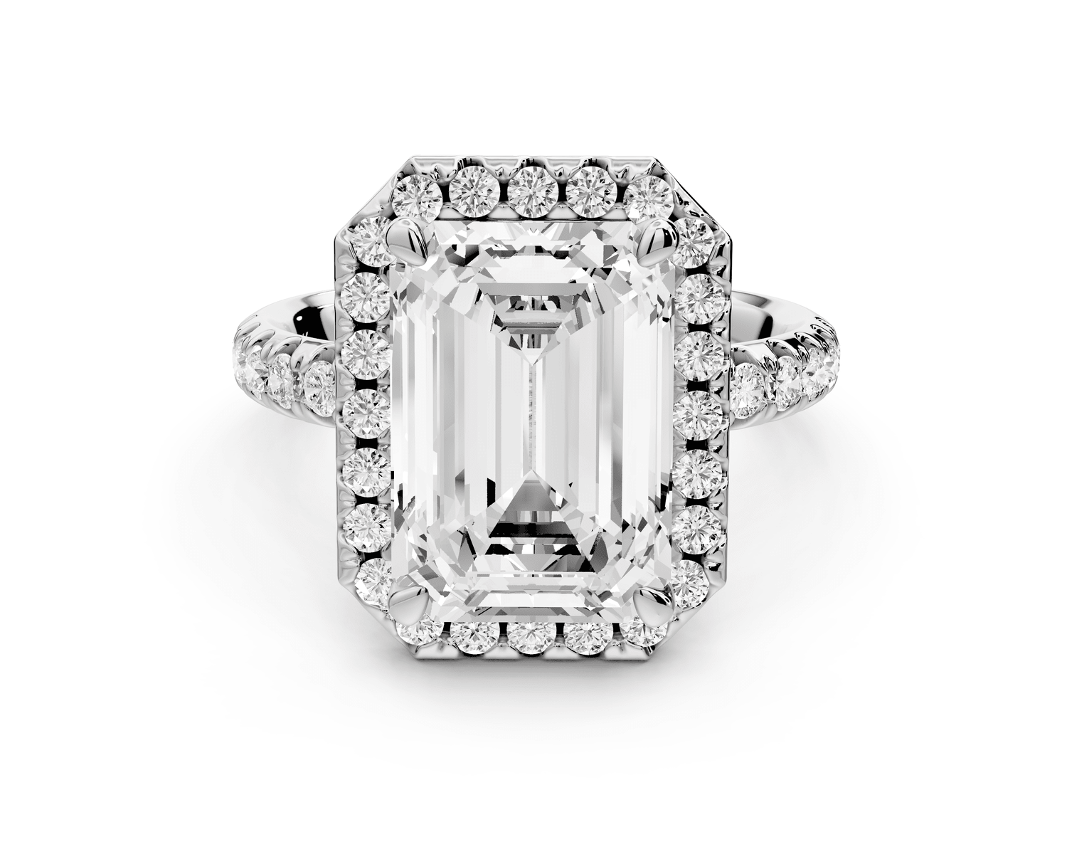 Eveline - 5ct 14k white gold radiant Halo Half Band Pavé Engagement Ring - Mr. Alex Jewelry