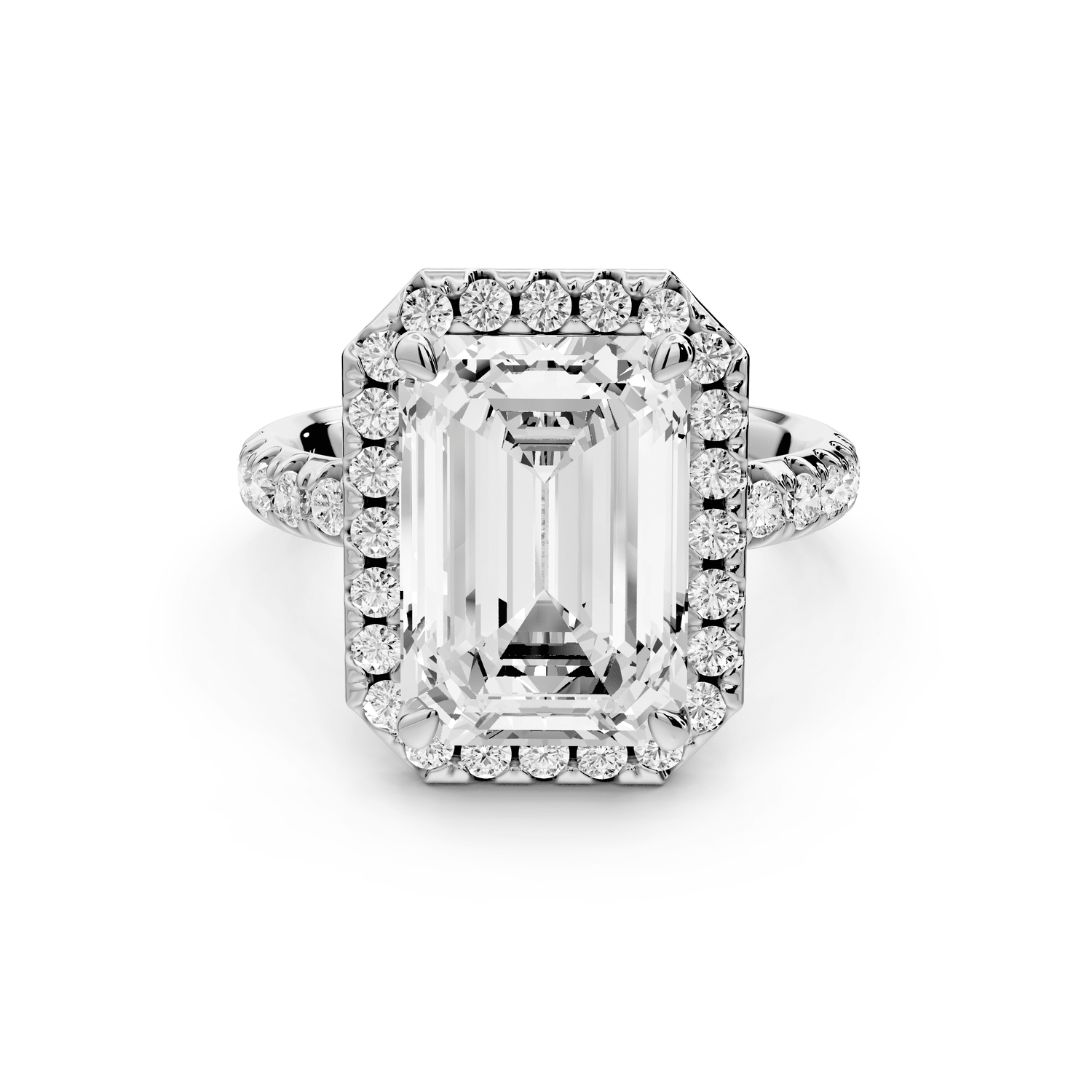 Eveline - 5ct 14k white gold radiant Halo Half Band Pavé Engagement Ring - Mr. Alex Jewelry