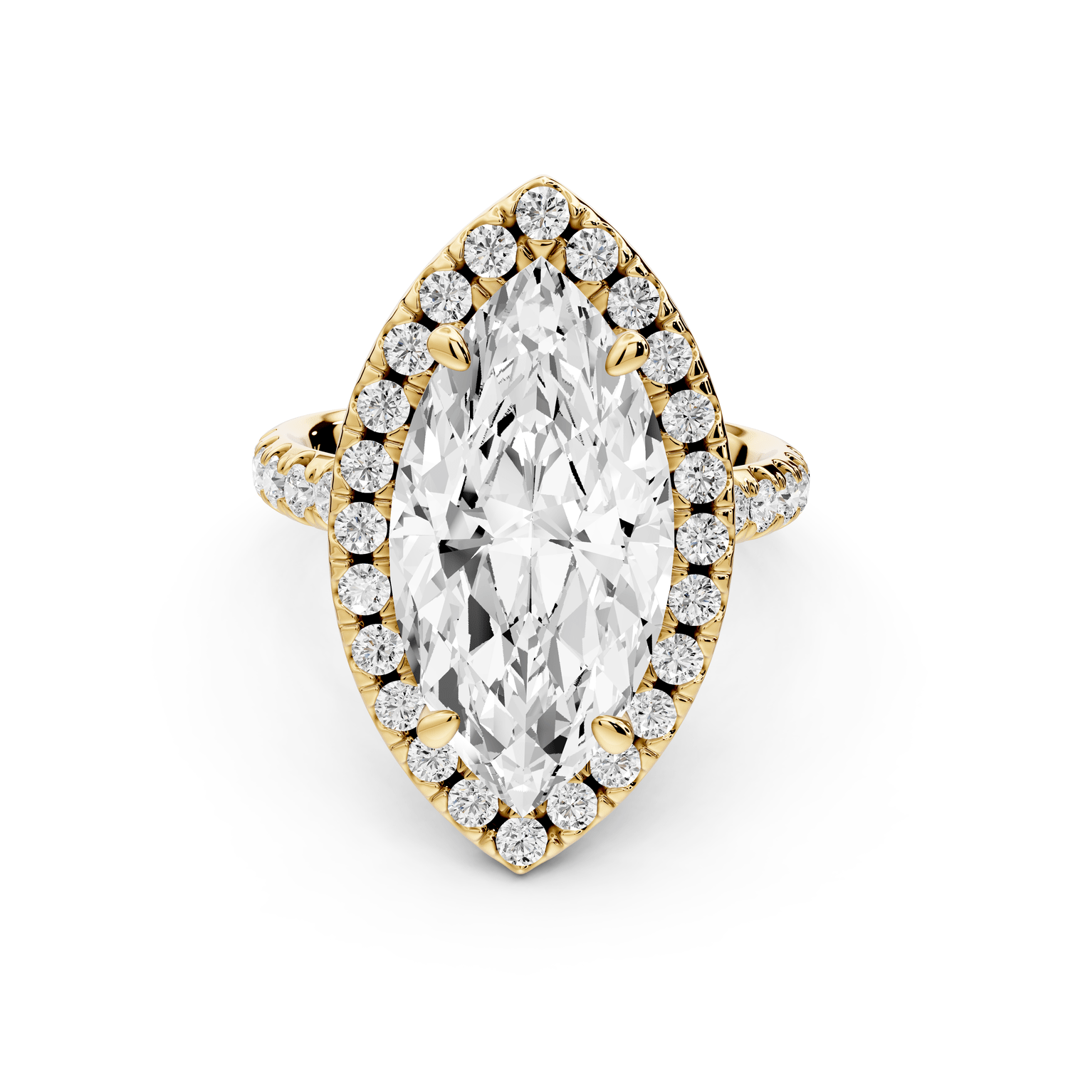 Eveline - 5ct 14k yellow gold marquise Halo Half Band Pavé Engagement Ring - Mr. Alex Jewelry