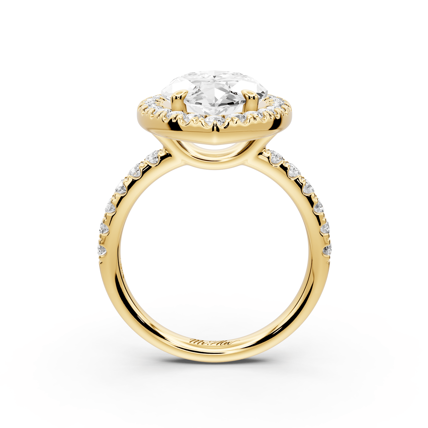 Eveline - 5ct 14k yellow gold marquise Halo Half Band Pavé Engagement Ring - Mr. Alex Jewelry