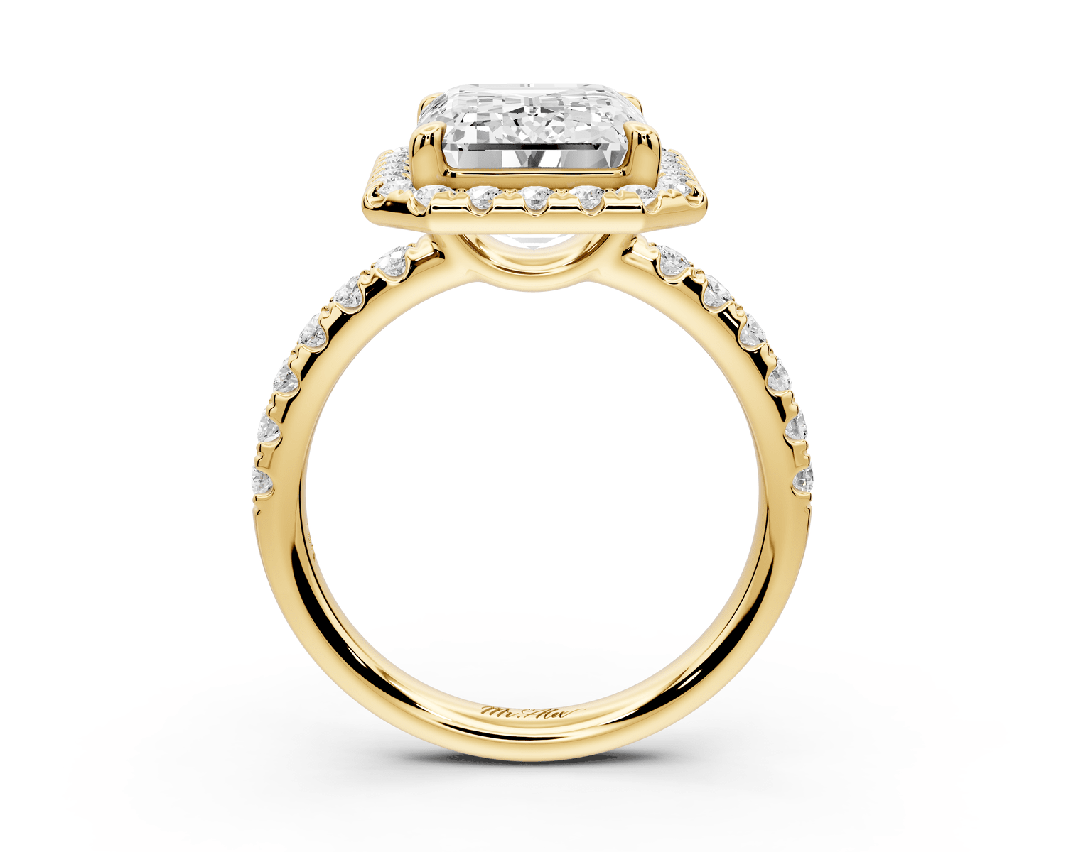 Eveline - 5ct 14k yellow gold radiant Halo Half Band Pavé Engagement Ring - Mr. Alex Jewelry