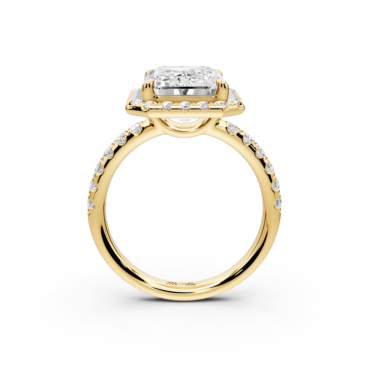 Eveline - 5ct 14k yellow gold radiant Halo Half Band Pavé Engagement Ring - Mr. Alex Jewelry