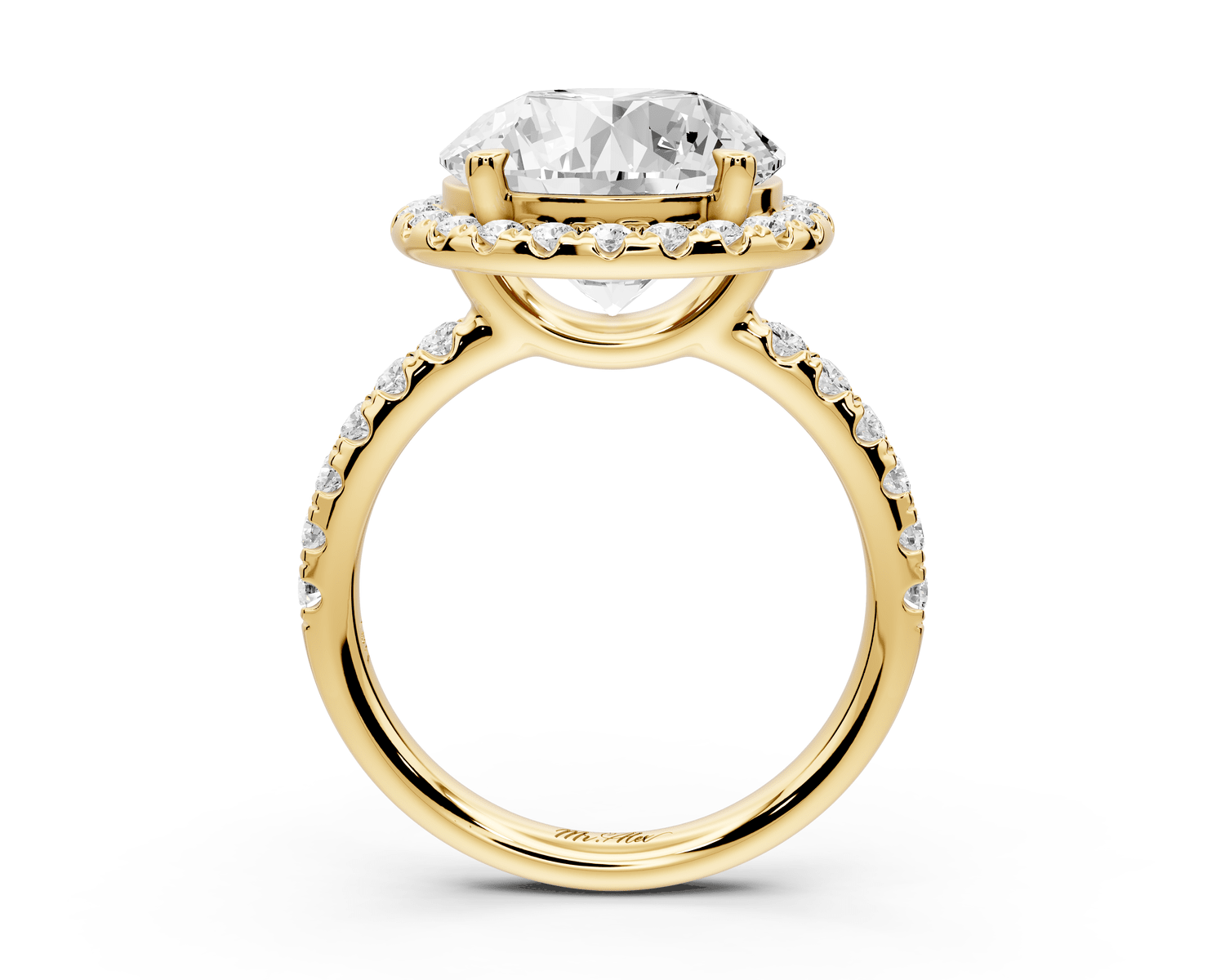 Eveline - 5ct 14k yellow gold round Halo Half Band Pavé Engagement Ring - Mr. Alex Jewelry