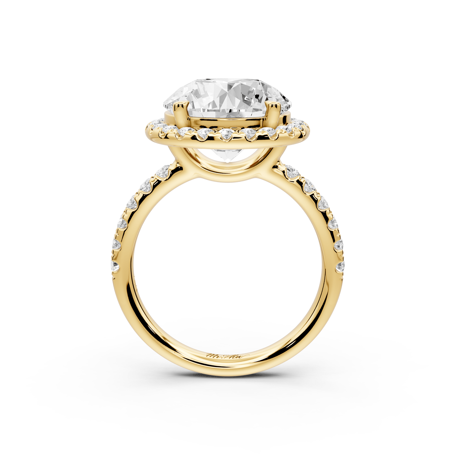 Eveline - 5ct 14k yellow gold round Halo Half Band Pavé Engagement Ring - Mr. Alex Jewelry