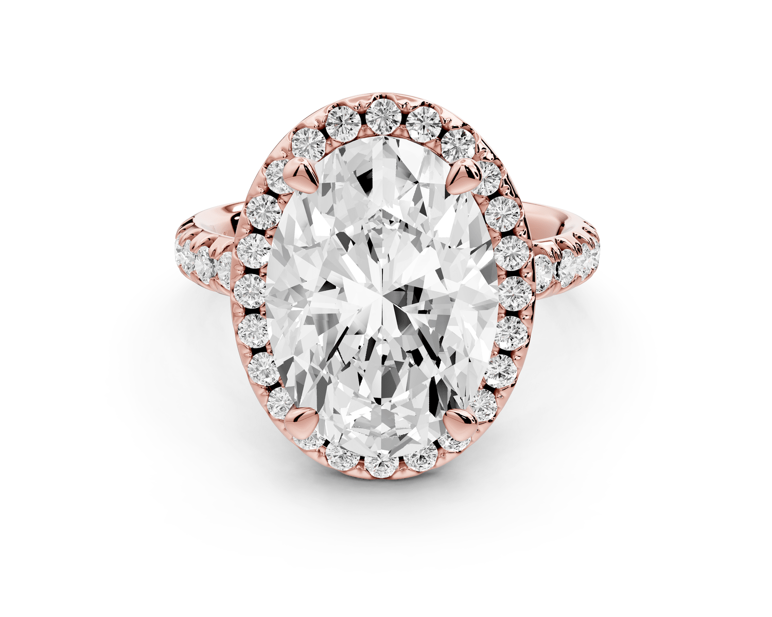 Eveline - 5ct 18k rose gold oval Halo Half Band Pavé Engagement Ring - Mr. Alex Jewelry
