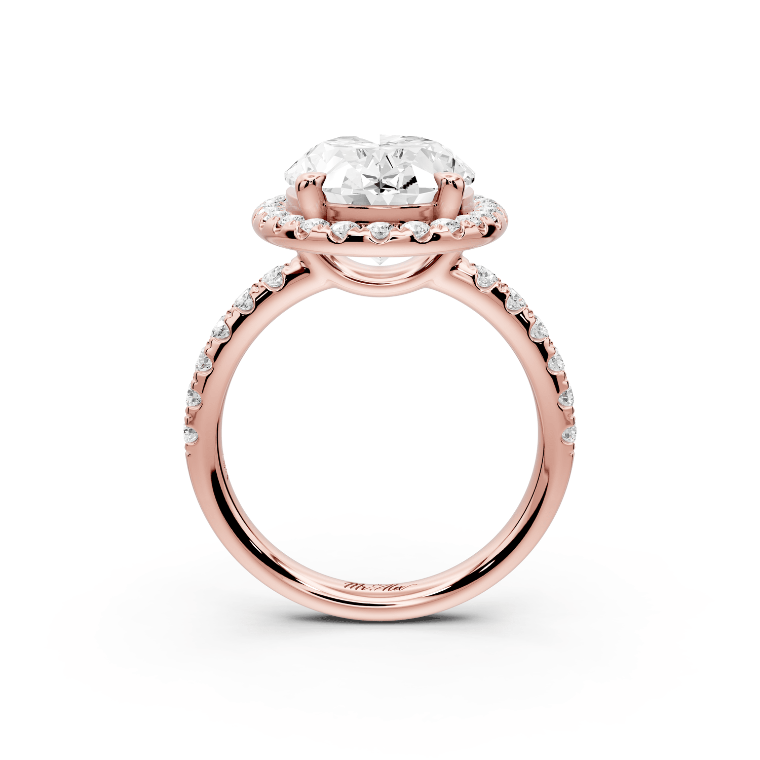 Eveline - 5ct 18k rose gold oval Halo Half Band Pavé Engagement Ring - Mr. Alex Jewelry