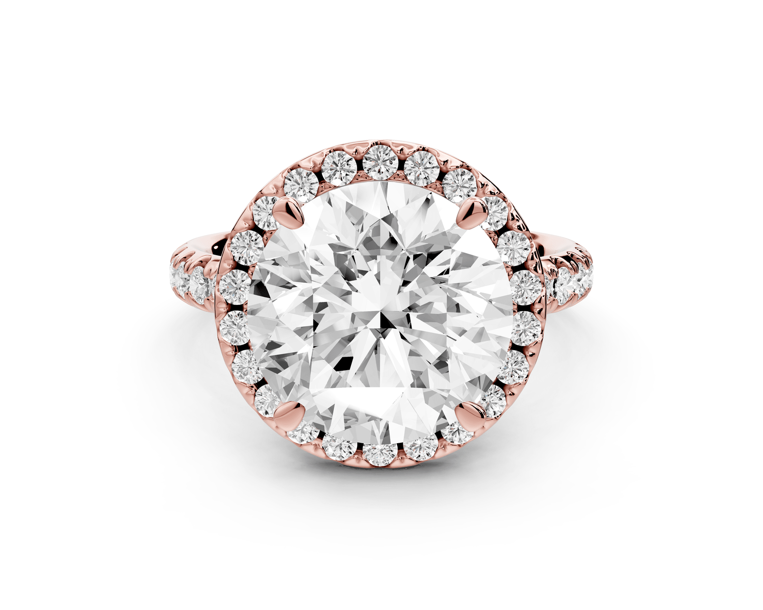 Eveline - 5ct 18k rose gold round Halo Half Band Pavé Engagement Ring - Mr. Alex Jewelry