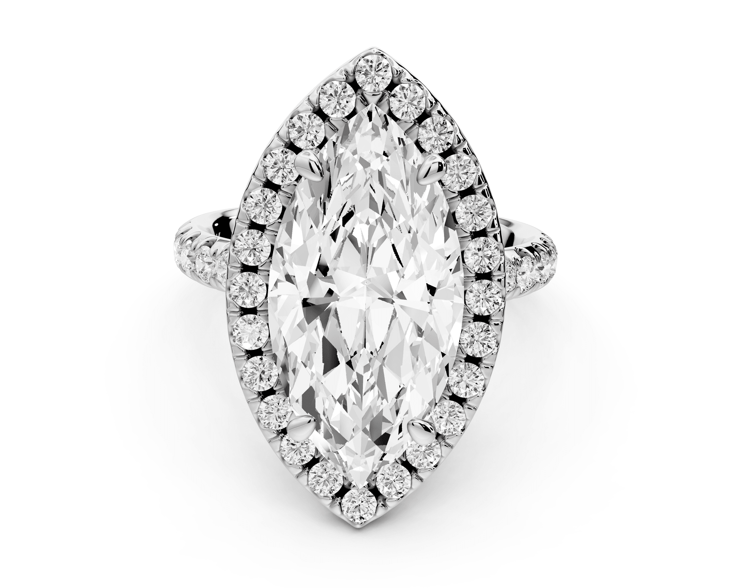 Eveline - 5ct 18k white gold marquise Halo Half Band Pavé Engagement Ring - Mr. Alex Jewelry