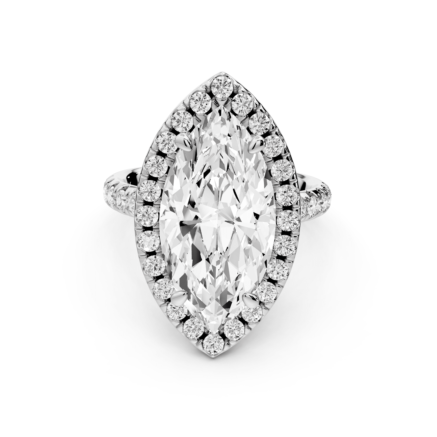 Eveline - 5ct 18k white gold marquise Halo Half Band Pavé Engagement Ring - Mr. Alex Jewelry