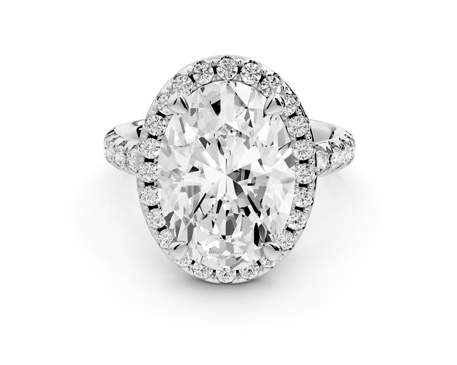 Eveline - 5ct 18k white gold oval Halo Half Band Pavé Engagement Ring - Mr. Alex Jewelry