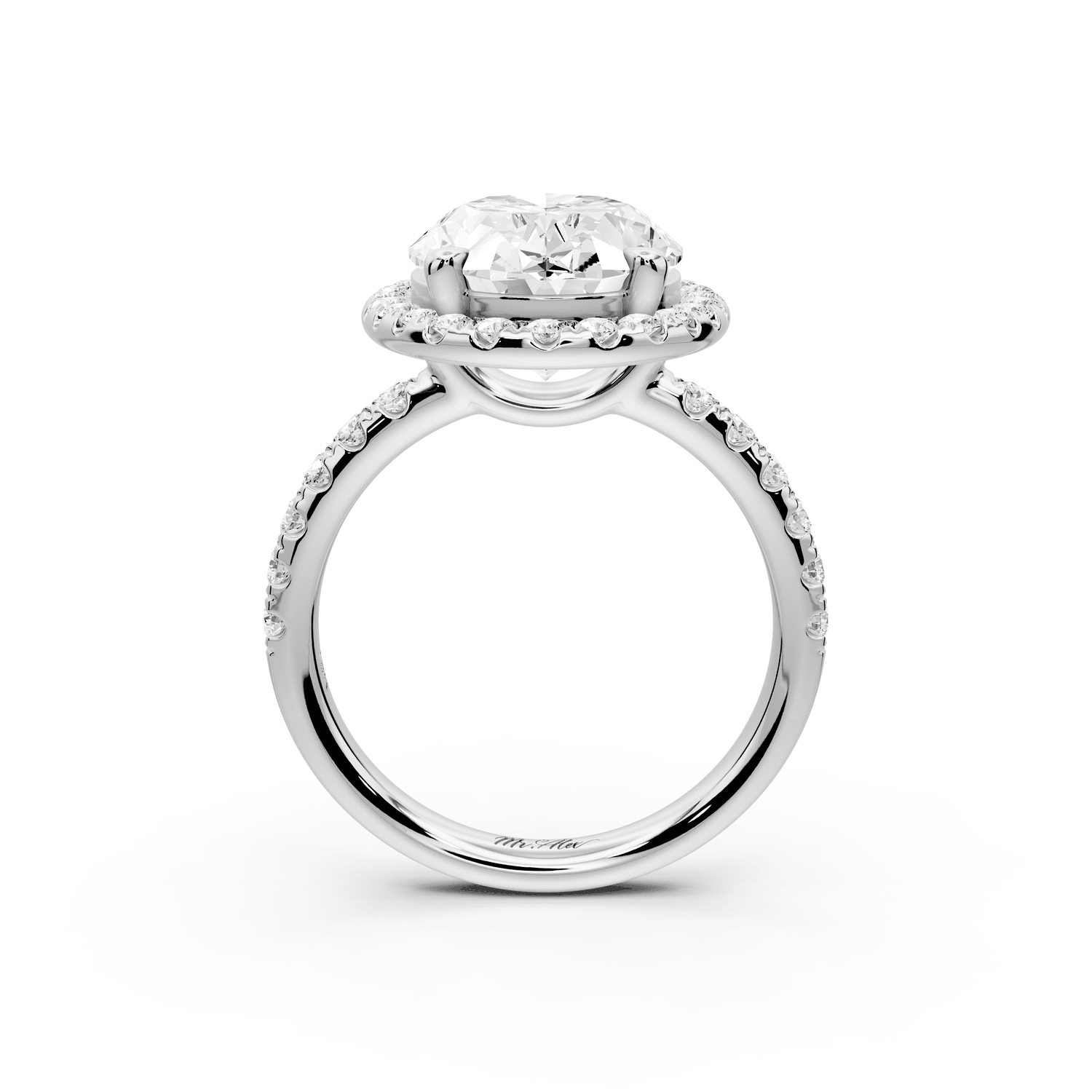 Eveline - 5ct 18k white gold oval Halo Half Band Pavé Engagement Ring - Mr. Alex Jewelry