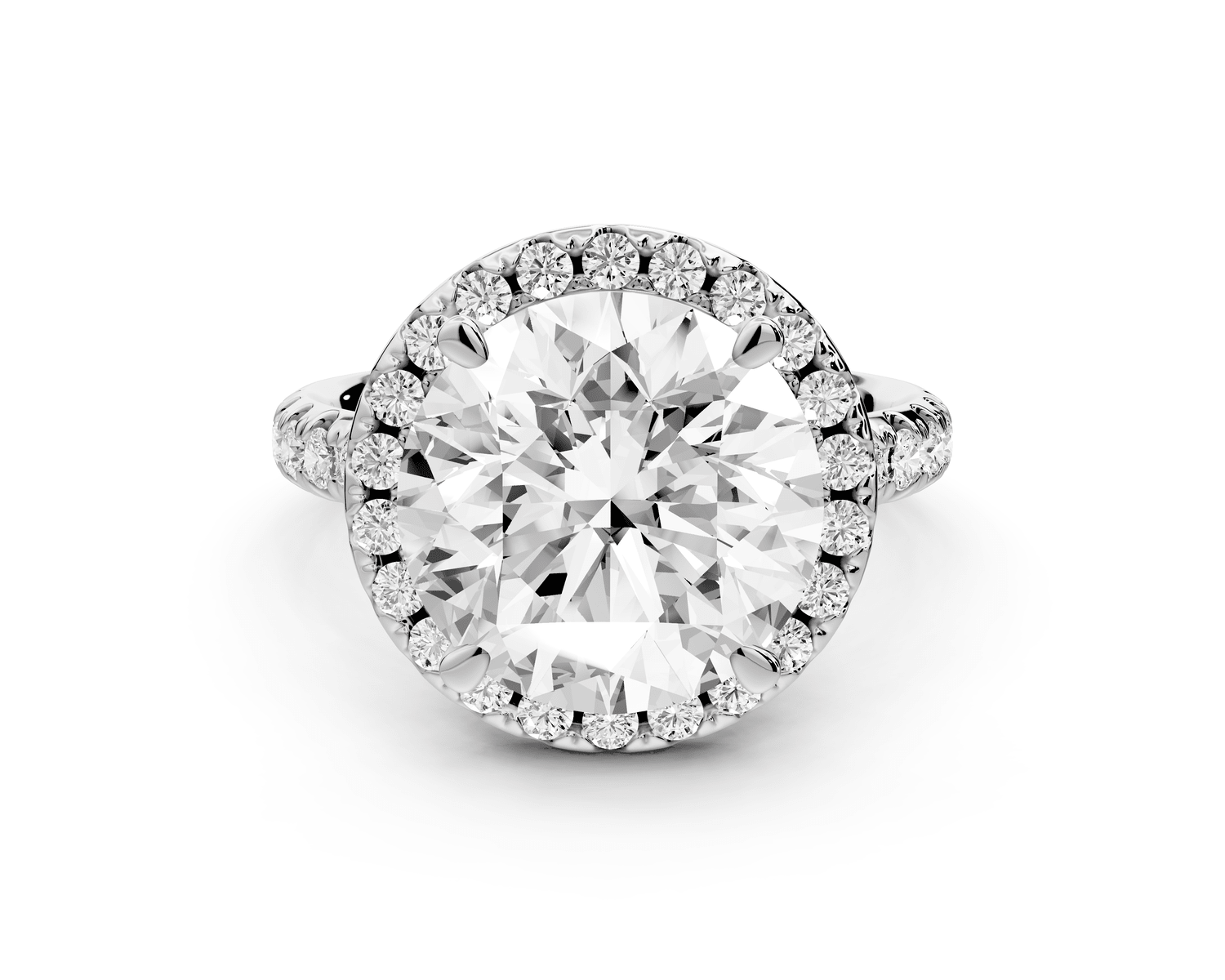 Eveline - 5ct 18k white gold round Halo Half Band Pavé Engagement Ring - Mr. Alex Jewelry