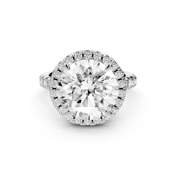 Eveline - 5ct 18k white gold round Halo Half Band Pavé Engagement Ring - Mr. Alex Jewelry