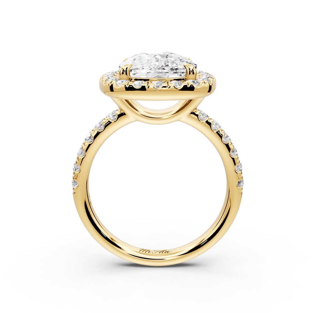 Eveline - 5ct 18k yellow gold ecushion Halo Half Band Pavé Engagement Ring - Mr. Alex Jewelry