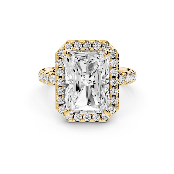 Eveline - 5ct 18k yellow gold emerald Halo Half Band Pavé Engagement Ring - Mr. Alex Jewelry
