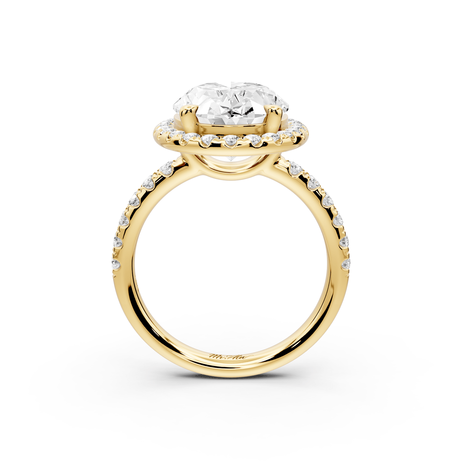 Eveline - 5ct 18k yellow gold oval Halo Half Band Pavé Engagement Ring - Mr. Alex Jewelry