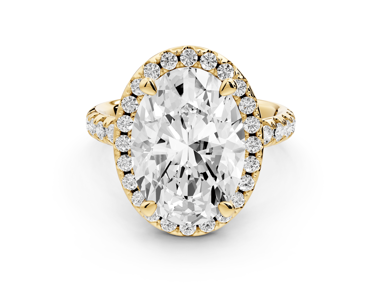 Eveline - 5ct 18k yellow gold oval Halo Half Band Pavé Engagement Ring - Mr. Alex Jewelry