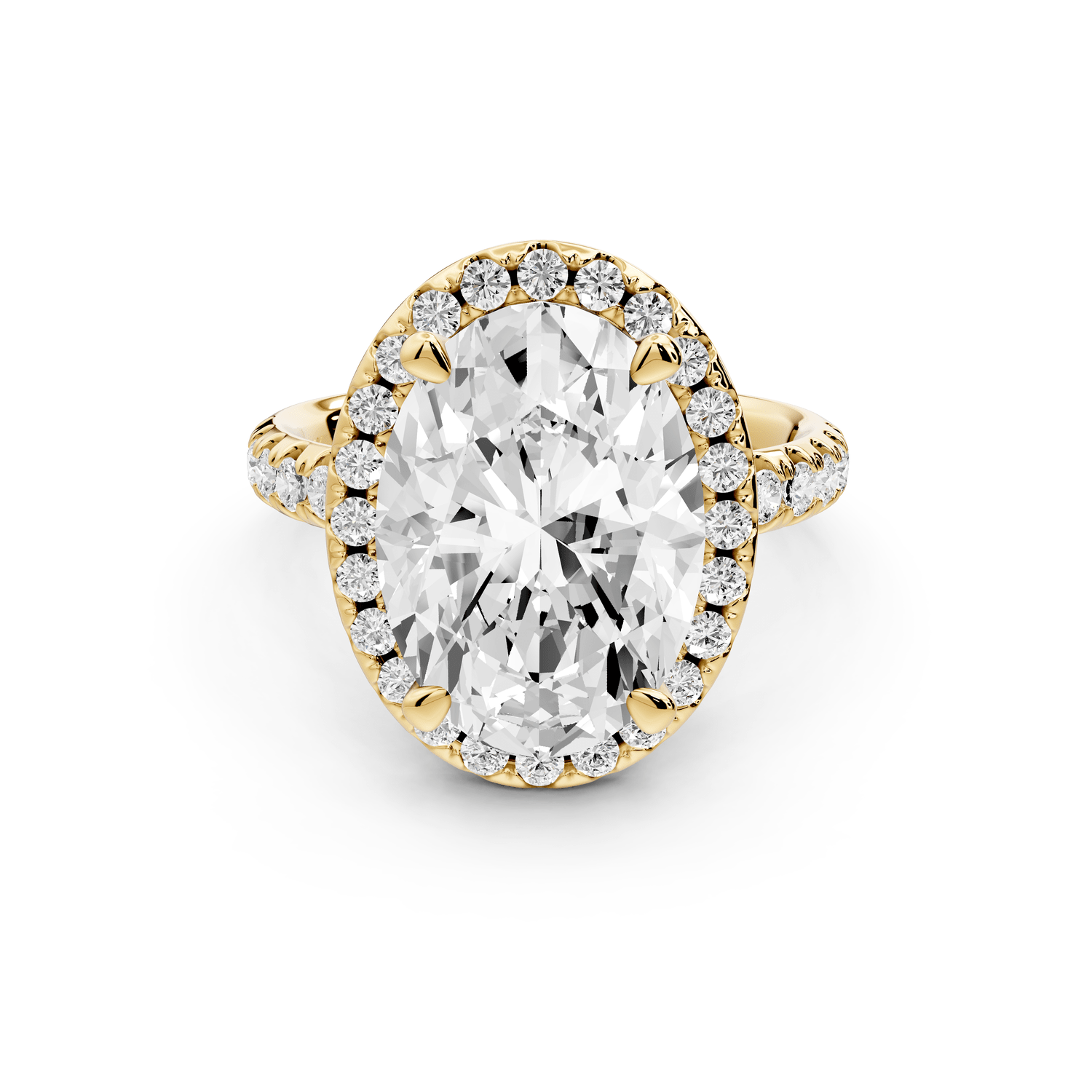 Eveline - 5ct 18k yellow gold oval Halo Half Band Pavé Engagement Ring - Mr. Alex Jewelry