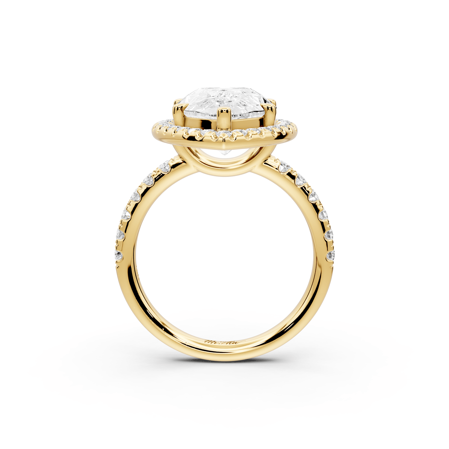 Eveline - 5ct 18k yellow gold pear Halo Half Band Pavé Engagement Ring - Mr. Alex Jewelry