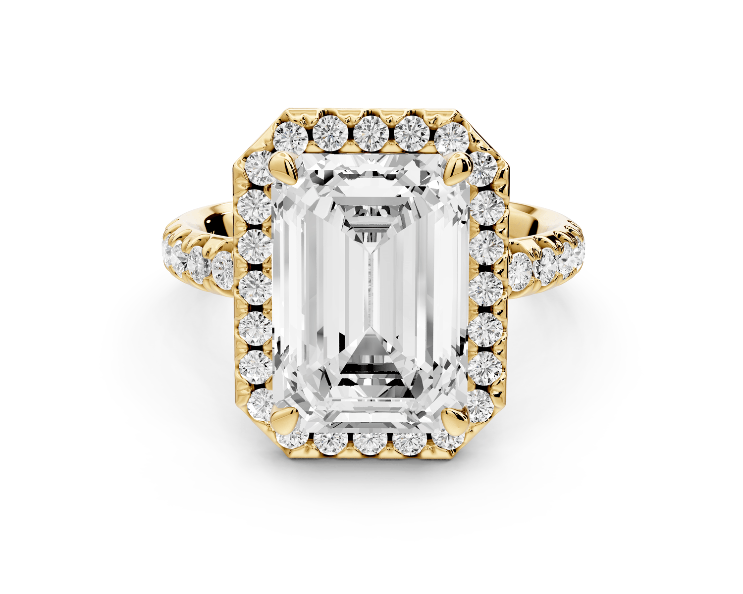 Eveline - 5ct 18k yellow gold radiant Halo Half Band Pavé Engagement Ring - Mr. Alex Jewelry