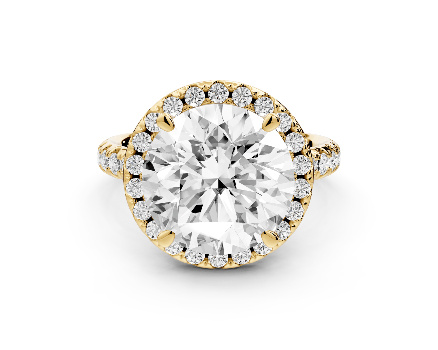 Eveline - 5ct 18k yellow gold round Halo Half Band Pavé Engagement Ring - Mr. Alex Jewelry