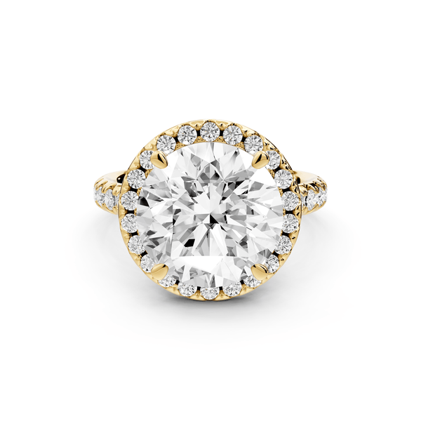 Eveline - 5ct 18k yellow gold round Halo Half Band Pavé Engagement Ring - Mr. Alex Jewelry