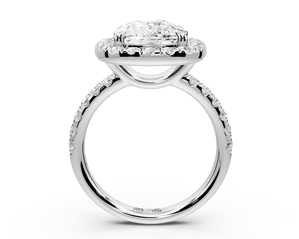 Eveline - 5ct platinum ecushion Halo Half Band Pavé Engagement Ring - Mr. Alex Jewelry
