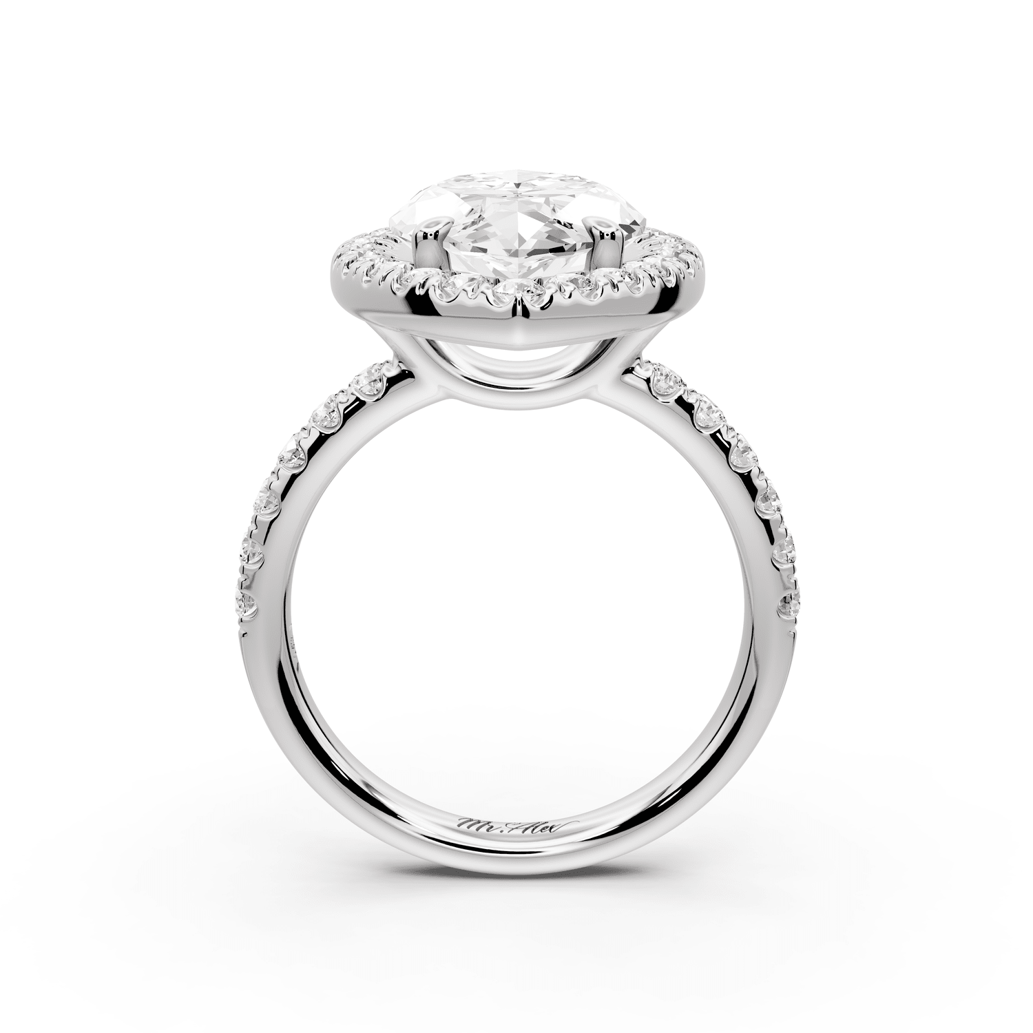 Eveline - 5ct platinum marquise Halo Half Band Pavé Engagement Ring - Mr. Alex Jewelry