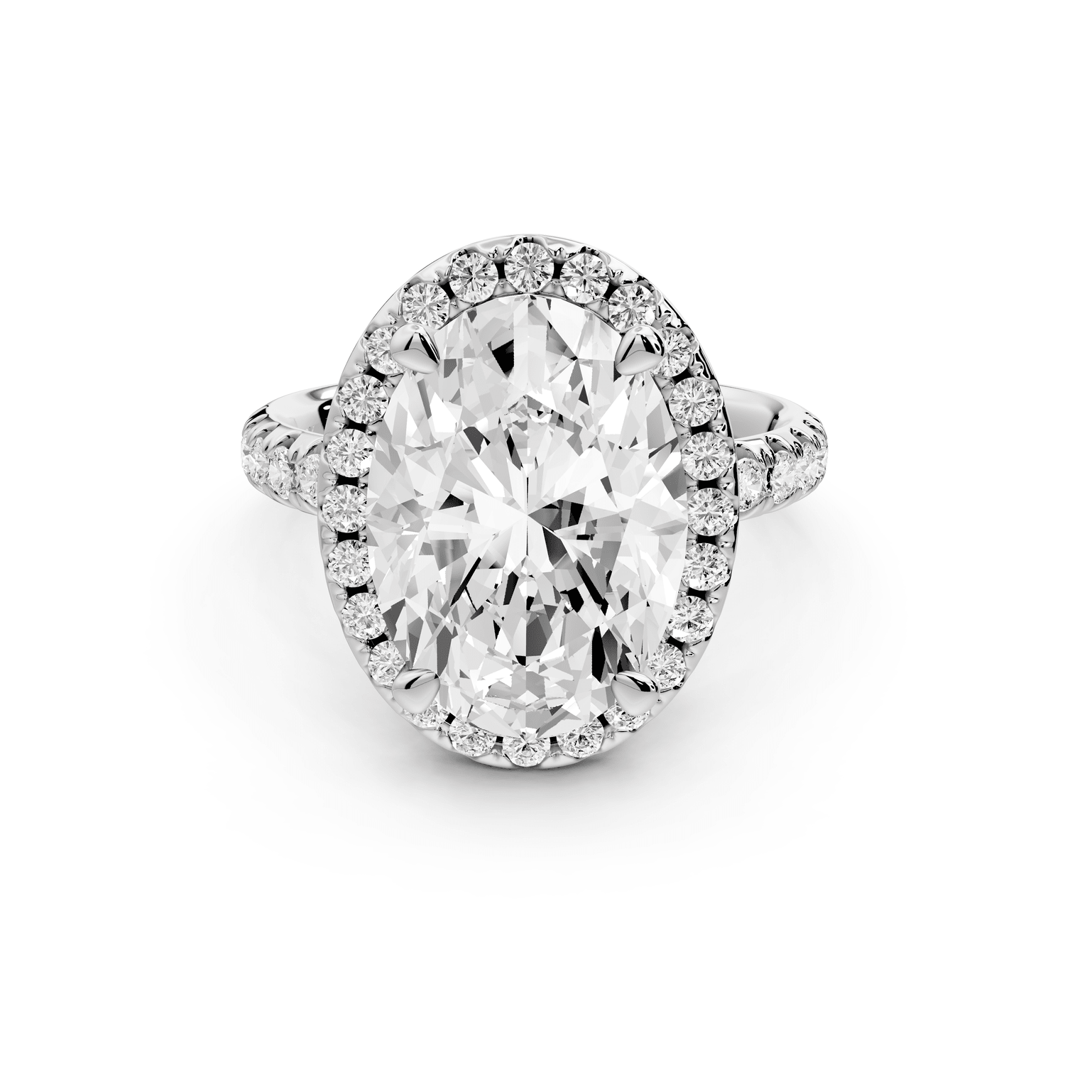 Eveline - 5ct platinum oval Halo Half Band Pavé Engagement Ring - Mr. Alex Jewelry