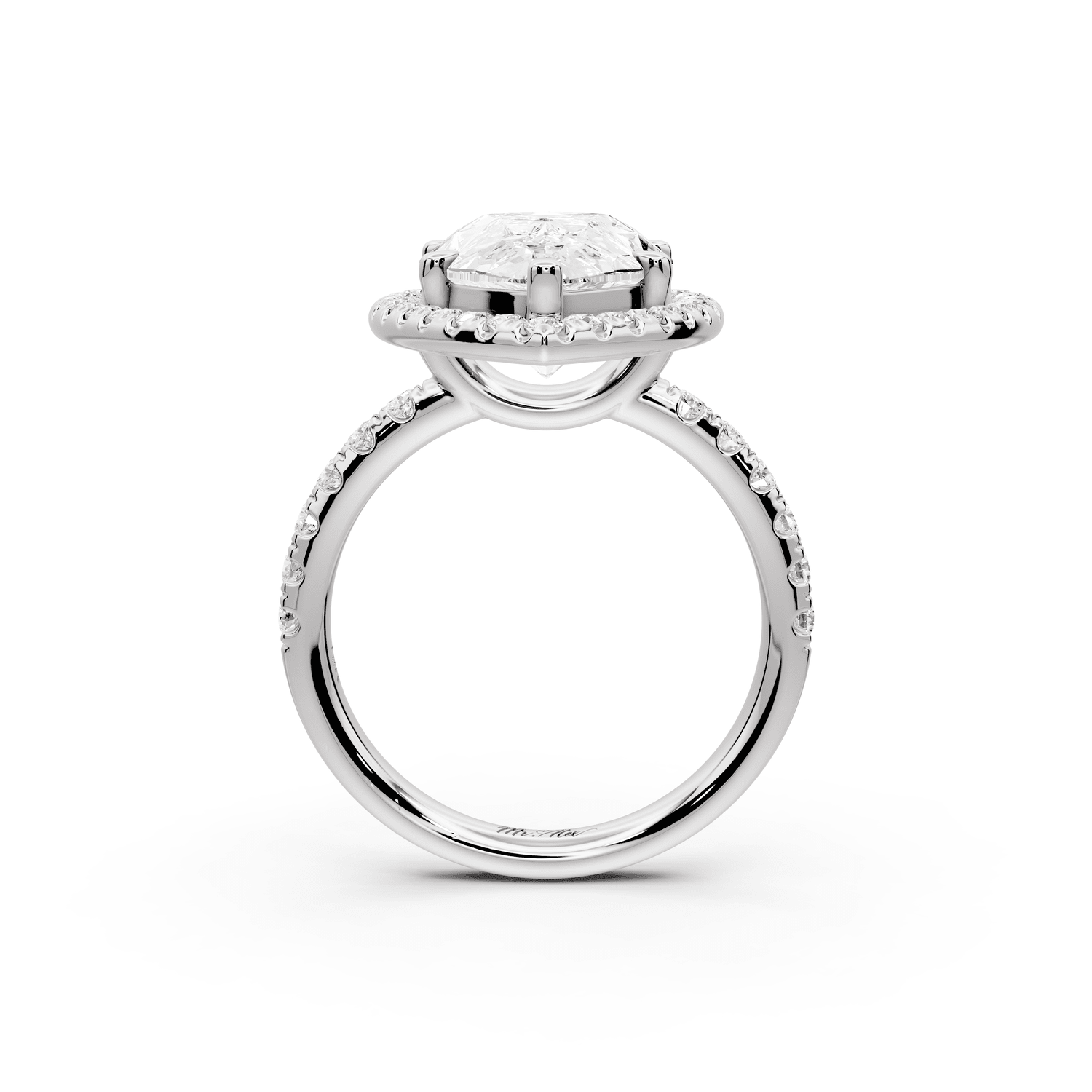 Eveline - 5ct platinum pear Halo Half Band Pavé Engagement Ring - Mr. Alex Jewelry